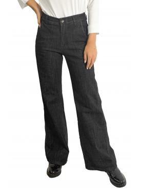 Pantalone in denim con elastico dietro palazzo